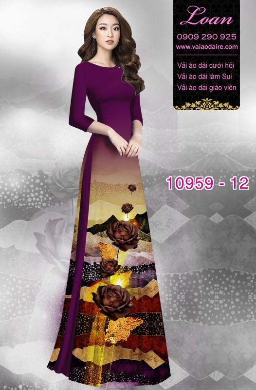 Vải áo dài hoa 3D