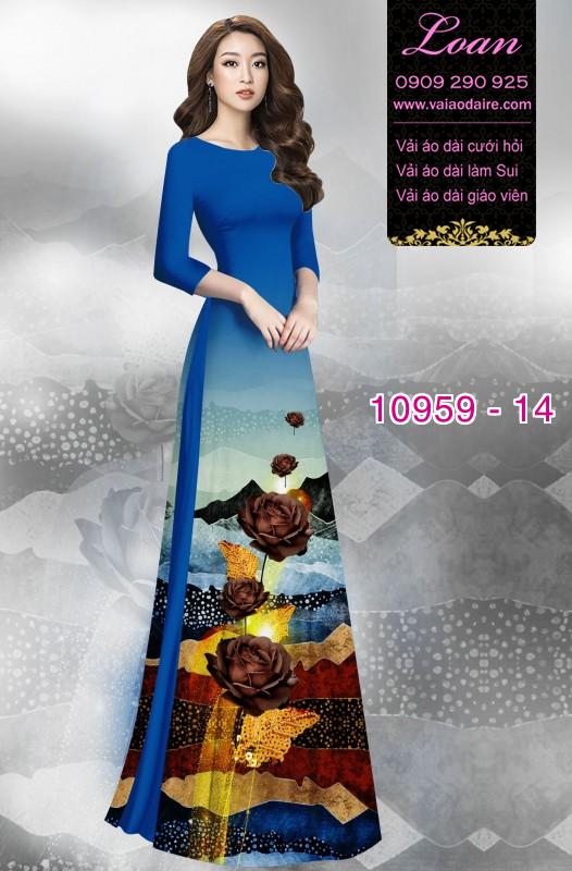 Vải áo dài hoa 3D