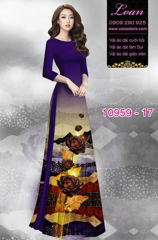 Vải áo dài hoa 3D