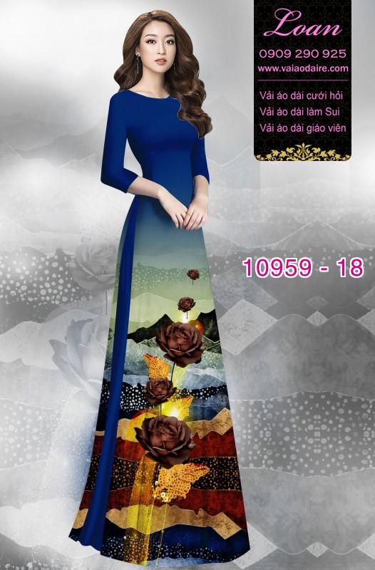 Vải áo dài hoa 3D