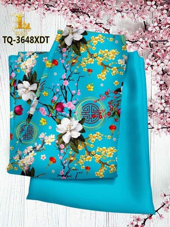 Vải áo dài hoa 3D