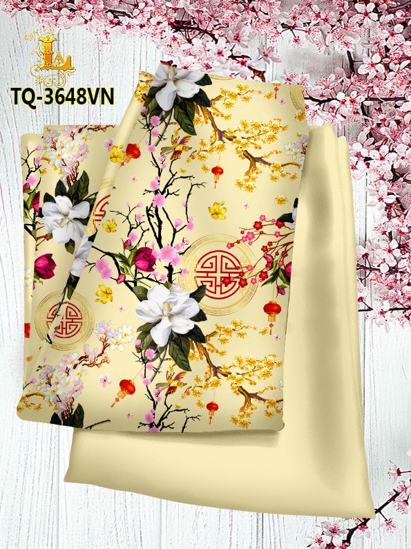 Vải áo dài hoa 3D