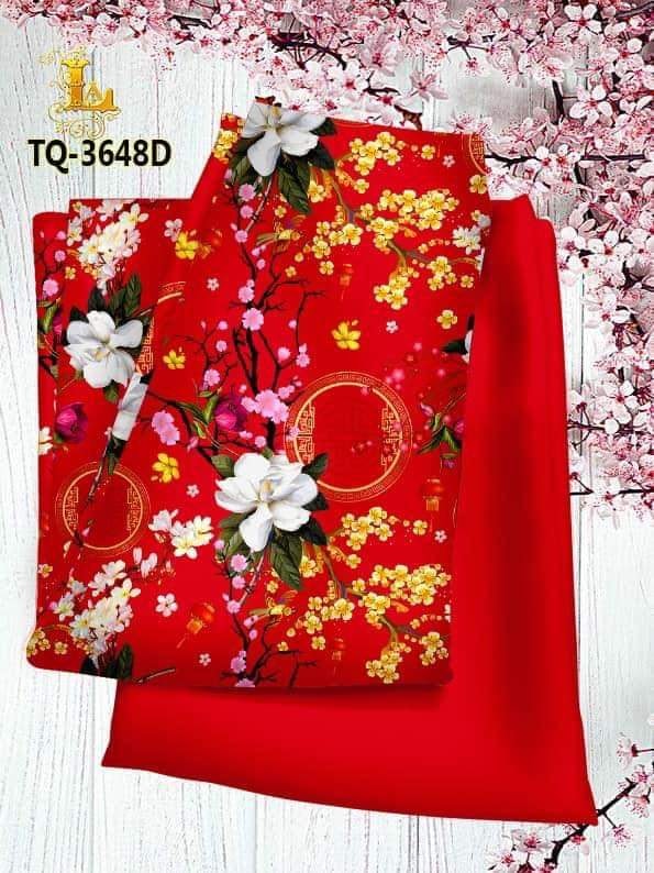 Vải áo dài hoa 3D