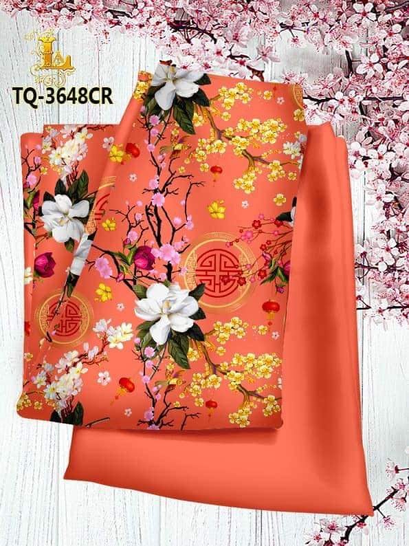 Vải áo dài hoa 3D