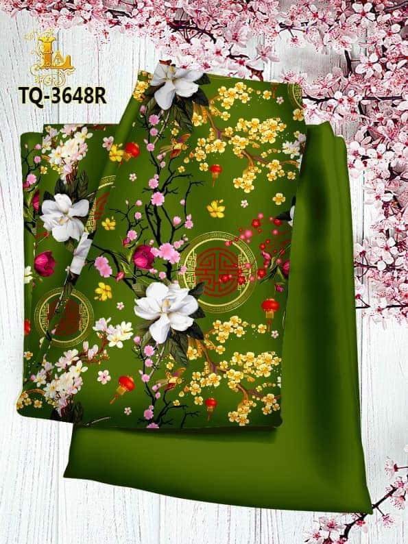 Vải áo dài hoa 3D