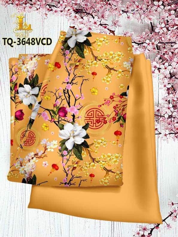 Vải áo dài hoa 3D