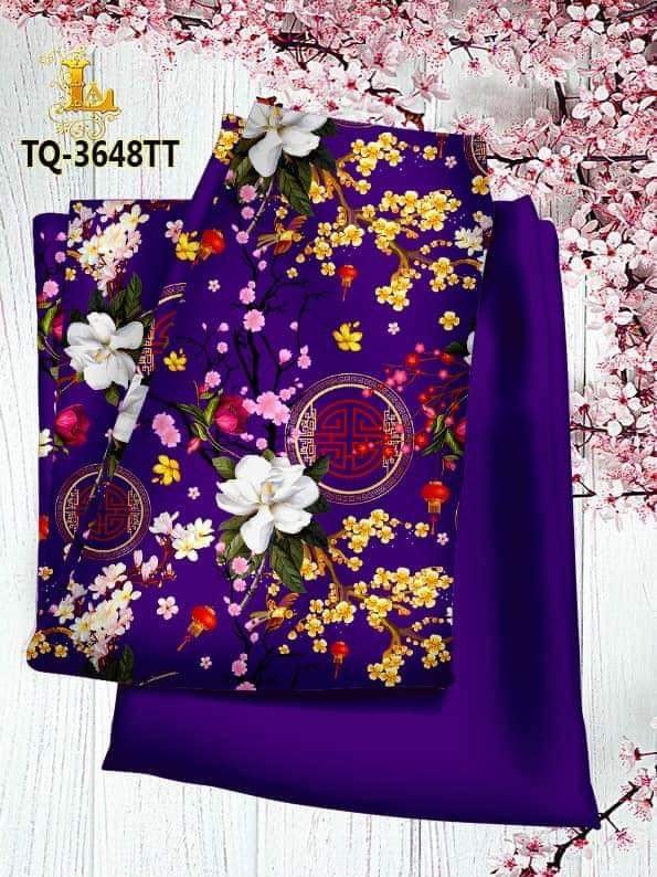 Vải áo dài hoa 3D