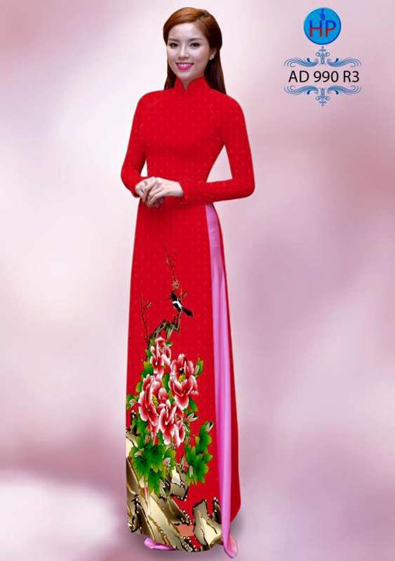 Vải áo dài hoa và chim