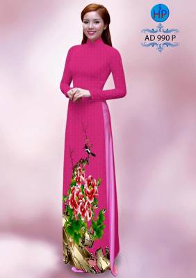 Vải áo dài hoa và chim-DT 1101