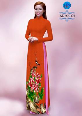 Vải áo dài hoa và chim-DT 1101