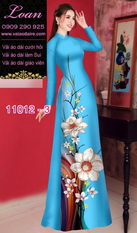 Vải áo dài hoa 3D