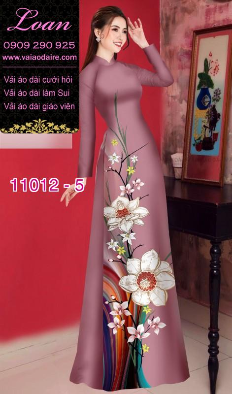 Vải áo dài hoa 3D