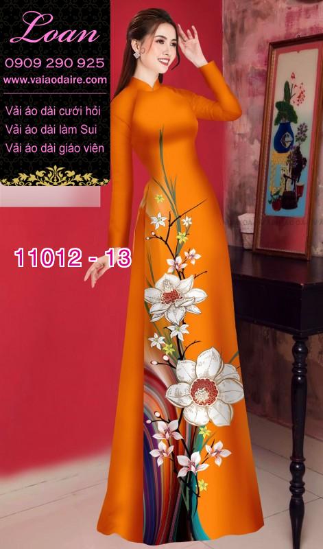 Vải áo dài hoa 3D