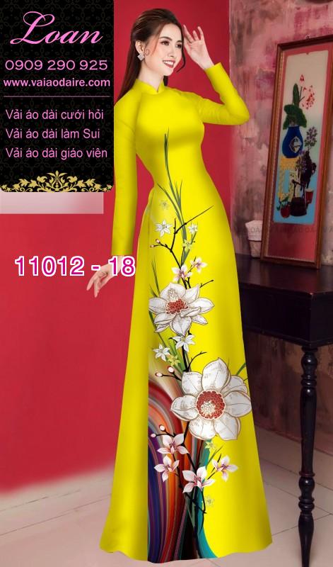 Vải áo dài hoa 3D