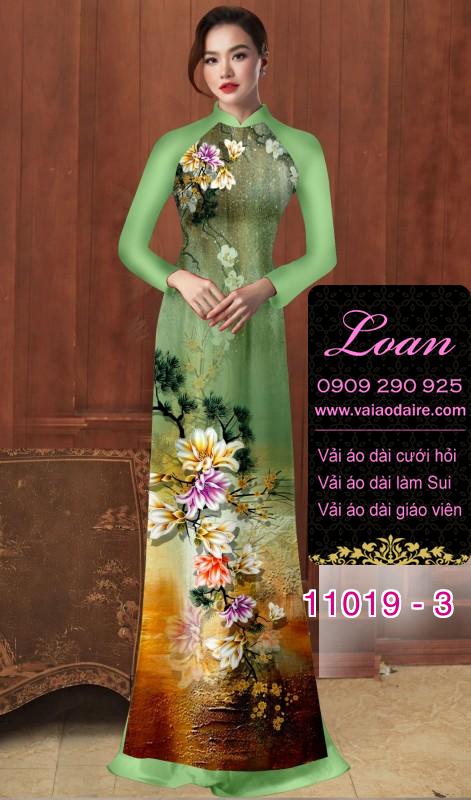 Vải áo dài hoa 3D