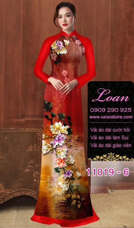 Vải áo dài hoa 3D