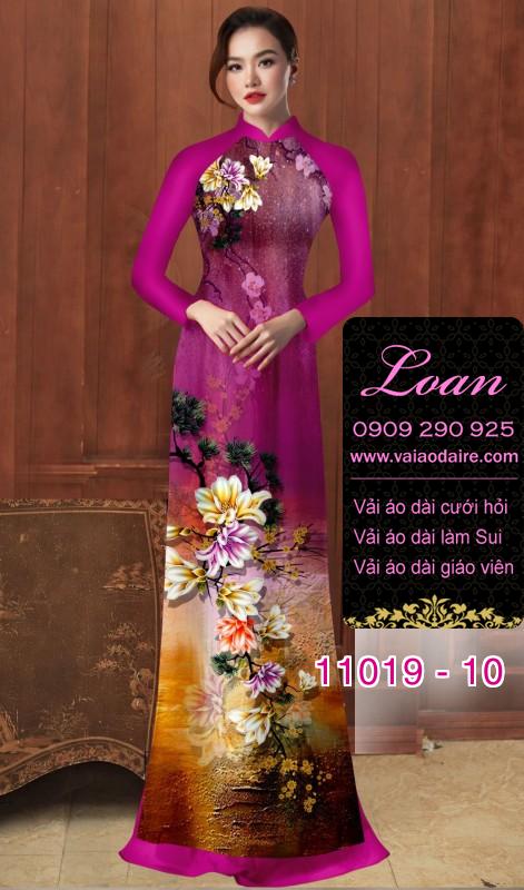 Vải áo dài hoa 3D