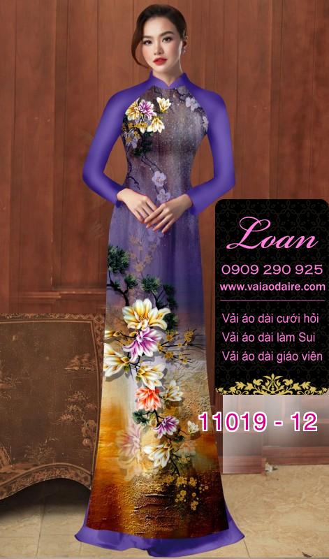 Vải áo dài hoa 3D