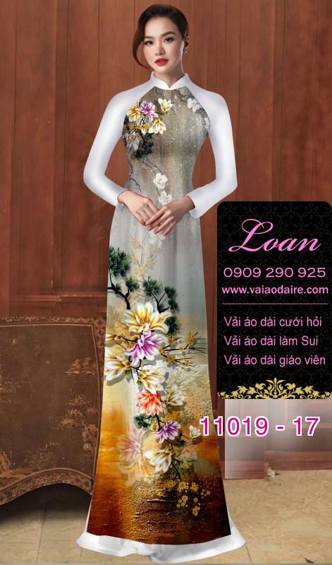 Vải áo dài hoa 3D