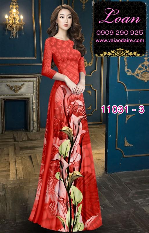 Vải áo dài hoa 3D