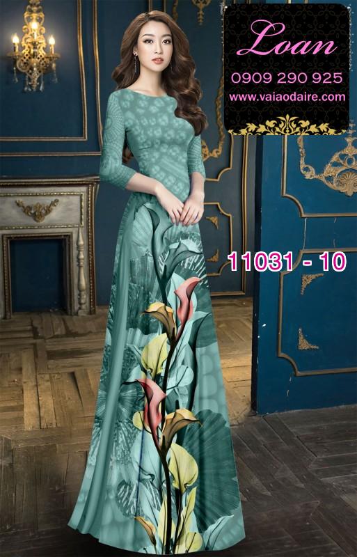 Vải áo dài hoa 3D