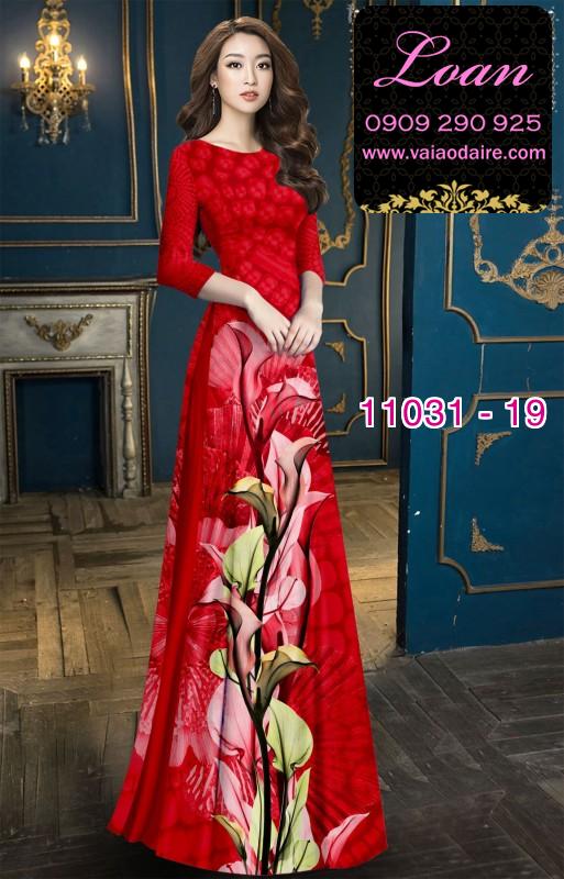 Vải áo dài hoa 3D