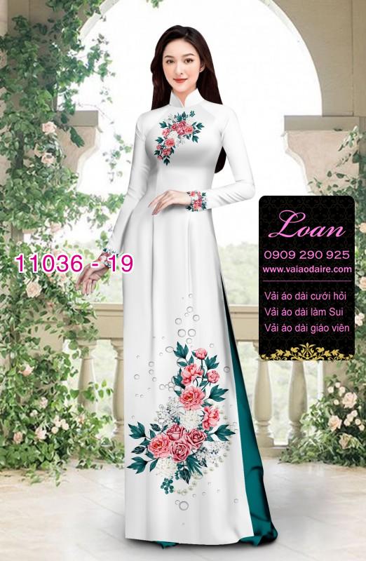 Vải áo dài hoa 3D
