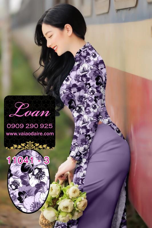 Vải áo dài hoa 3D