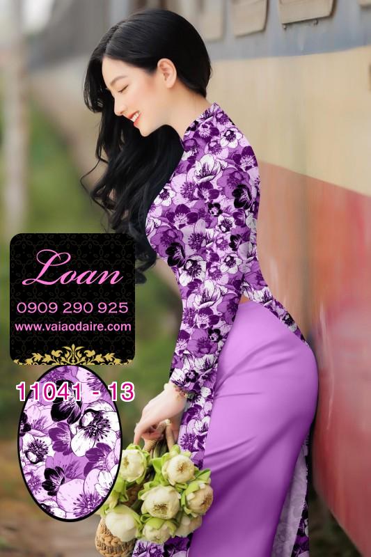 Vải áo dài hoa 3D