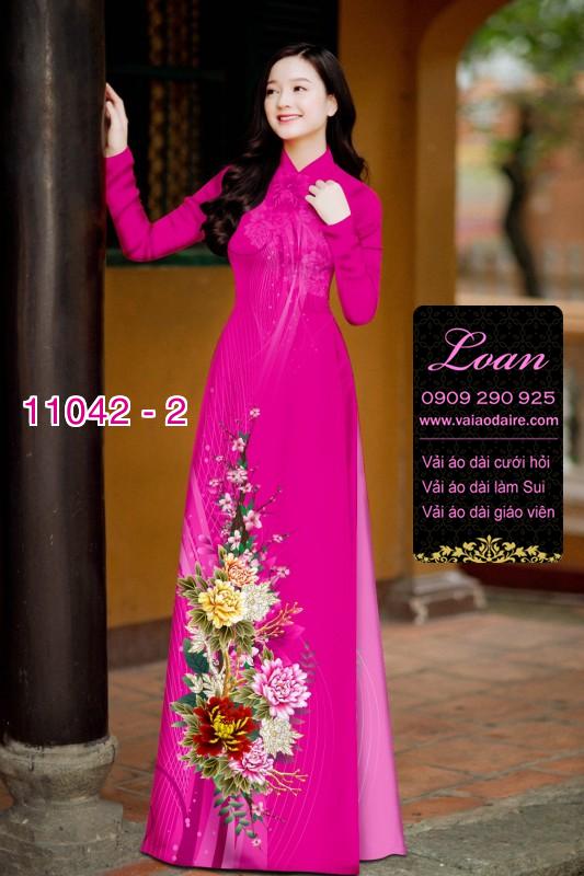 Vải áo dài hoa 3D