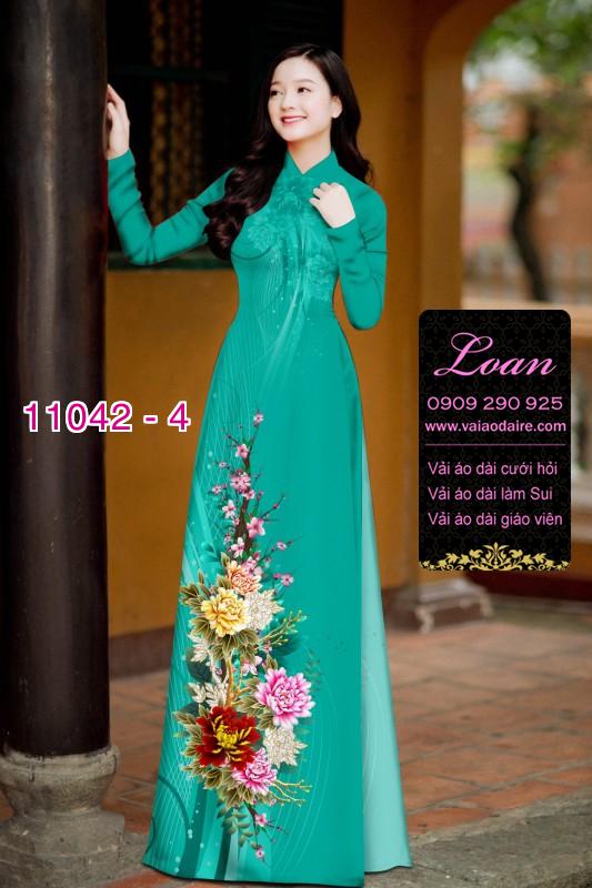 Vải áo dài hoa 3D