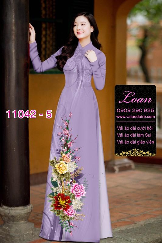 Vải áo dài hoa 3D