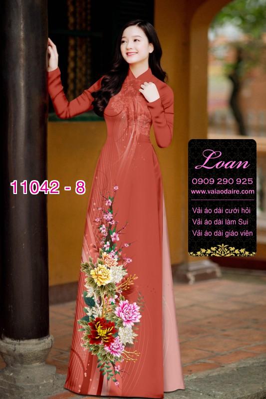 Vải áo dài hoa 3D