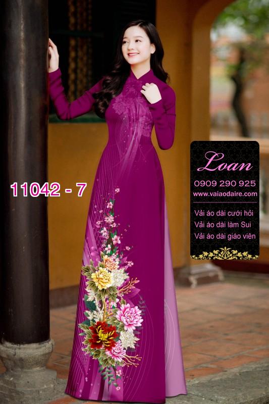 Vải áo dài hoa 3D