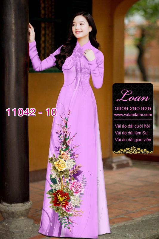 Vải áo dài hoa 3D