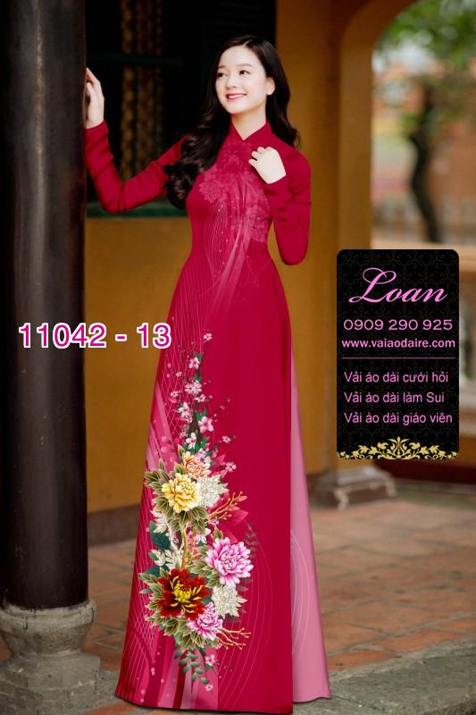 Vải áo dài hoa 3D