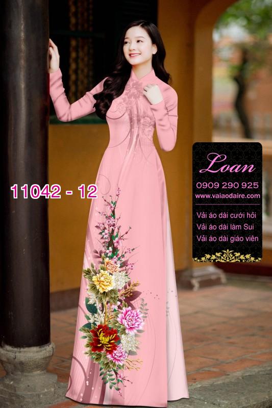 Vải áo dài hoa 3D