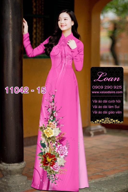 Vải áo dài hoa 3D