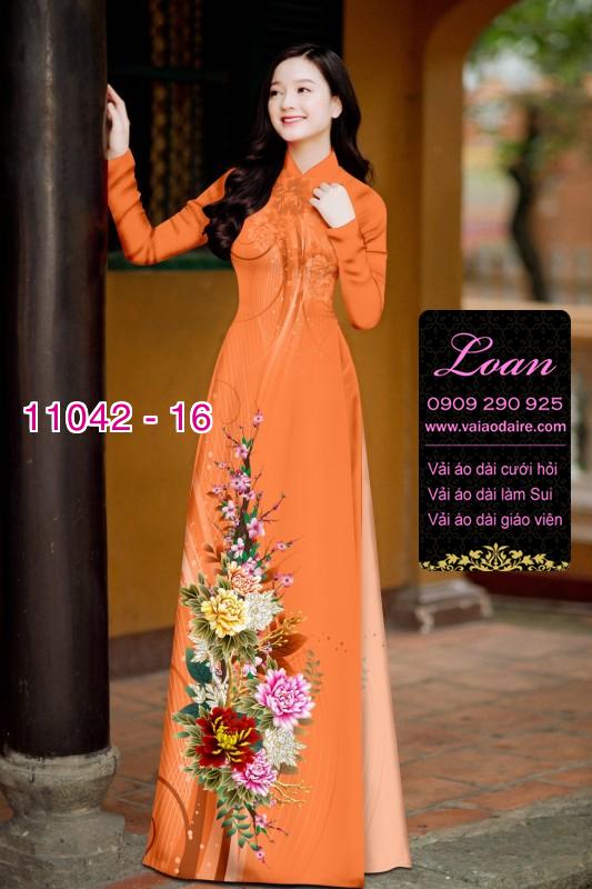 Vải áo dài hoa 3D