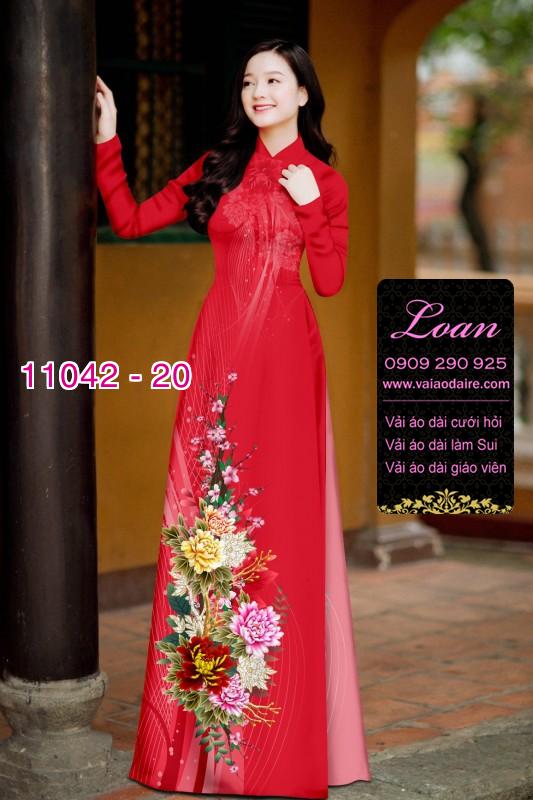 Vải áo dài hoa 3D