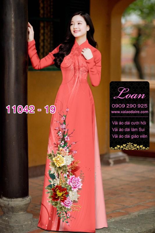 Vải áo dài hoa 3D