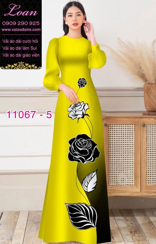 Vải áo dài hoa 3D