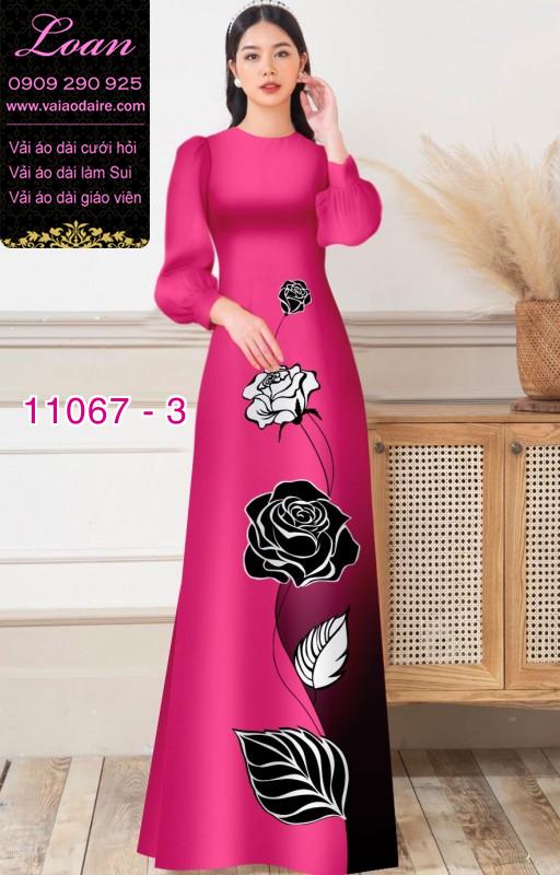 Vải áo dài hoa 3D