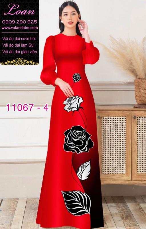 Vải áo dài hoa 3D