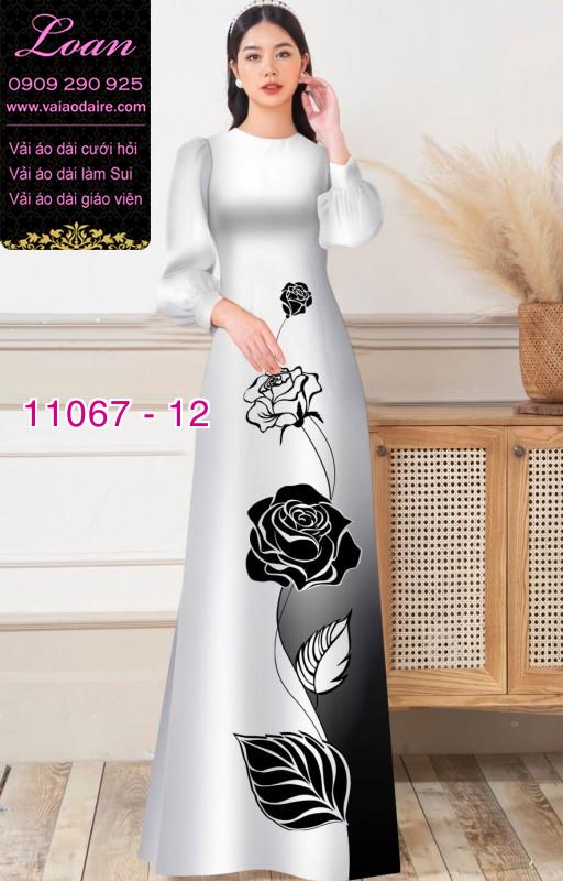 Vải áo dài hoa 3D