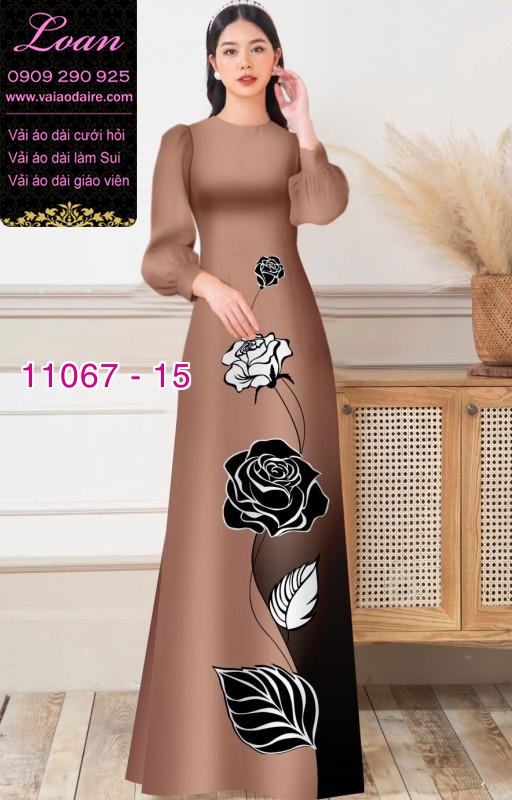 Vải áo dài hoa 3D