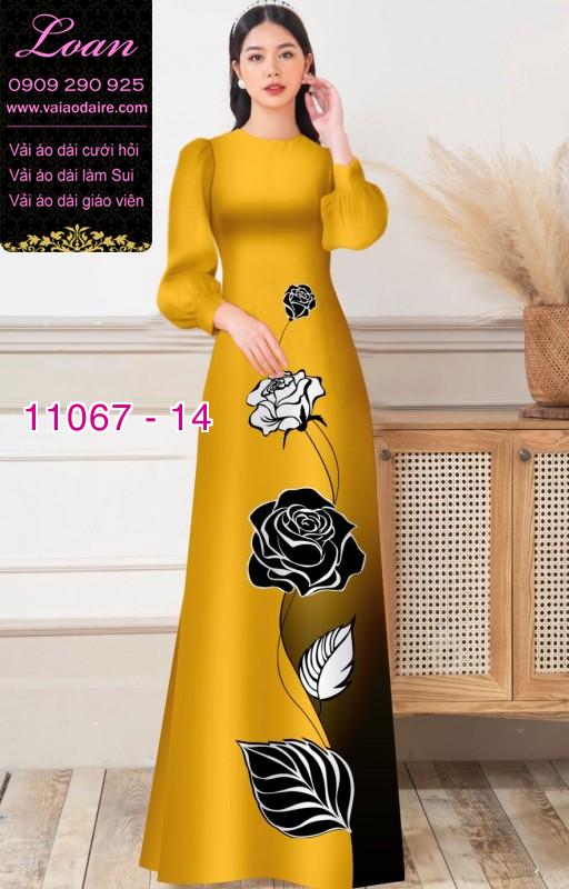 Vải áo dài hoa 3D