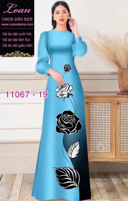 Vải áo dài hoa 3D