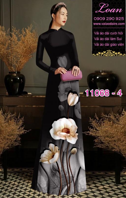 Vải áo dài hoa 3D