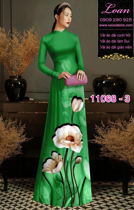 Vải áo dài hoa 3D